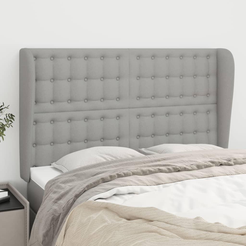 vidaXL Wingback Headboard Light Gray 147x23x118/128 cm Fabric