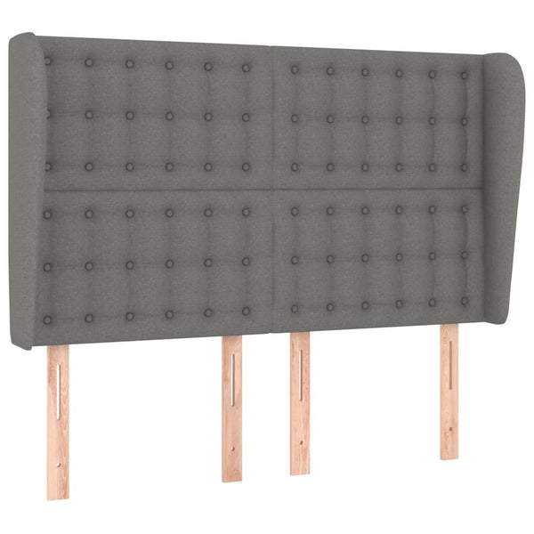 vidaXL Wingback Headboard Dark Grey 147x23x118/128 cm Fabric