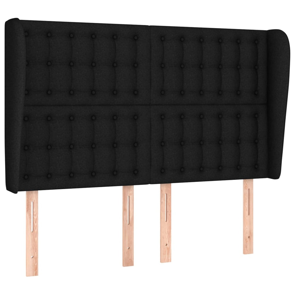 vidaXL Wingback Headboard Black 147x23x118/128 cm Fabric