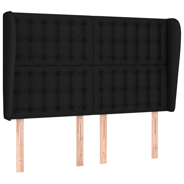 vidaXL Wingback Headboard Black 147x23x118/128 cm Fabric