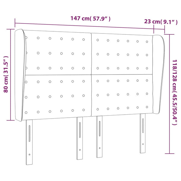 vidaXL Wingback Headboard Black 147x23x118/128 cm Fabric