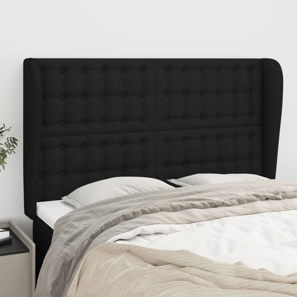vidaXL Wingback Headboard Black 147x23x118/128 cm Fabric