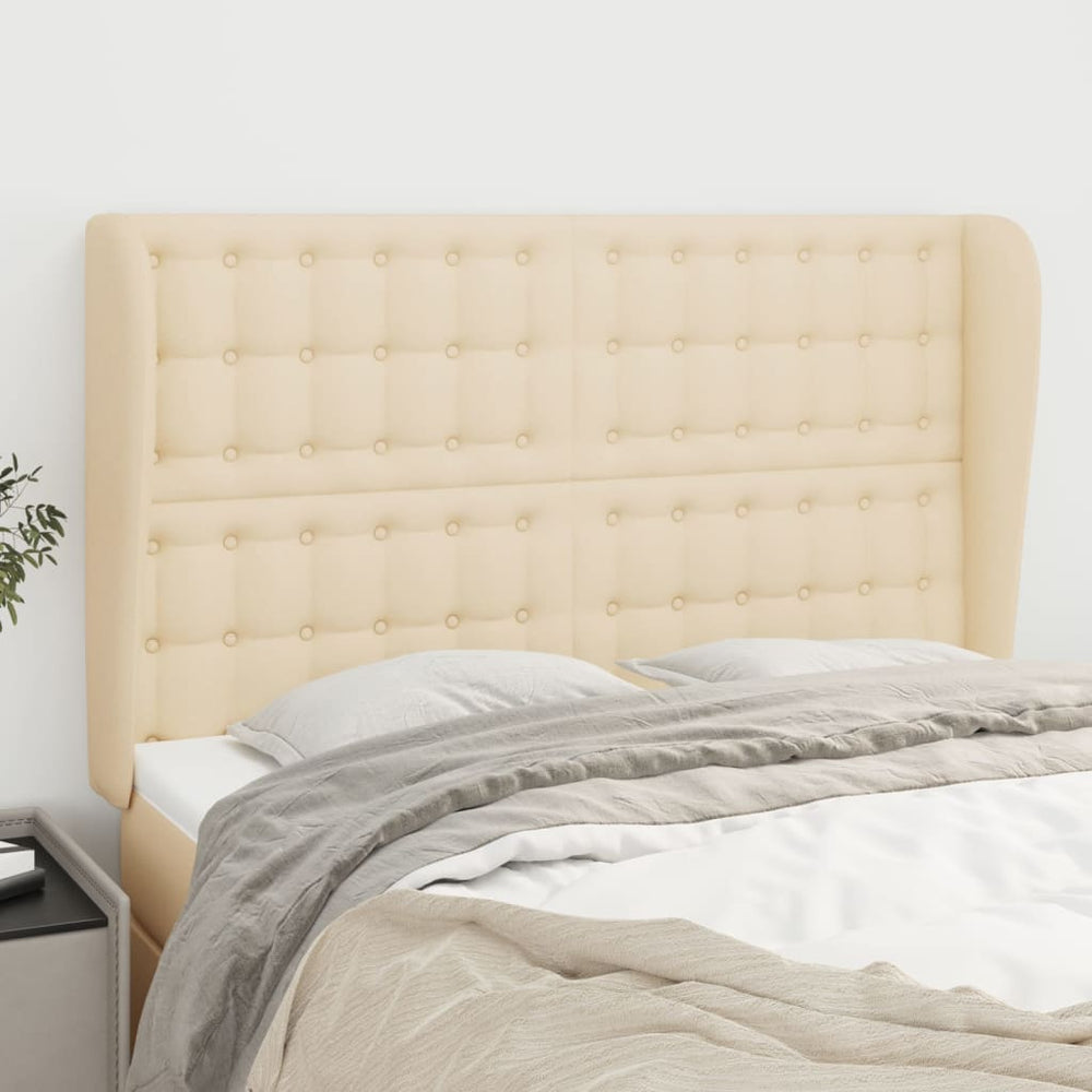 vidaXL Wingback Headboard Cream 147x23x118/128 cm Fabric