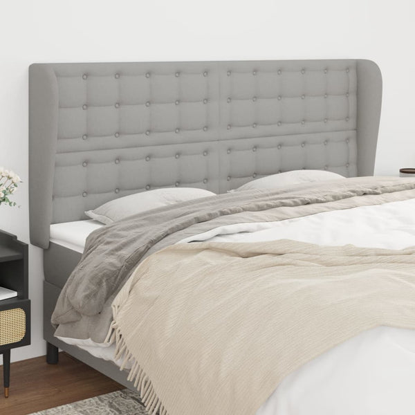 vidaXL Wingback Headboard Light Grey 163x23x118/128 cm Fabric
