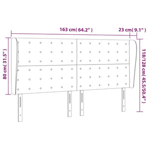 vidaXL Wingback Headboard Dark Brown 163x23x118/128 cm Fabric