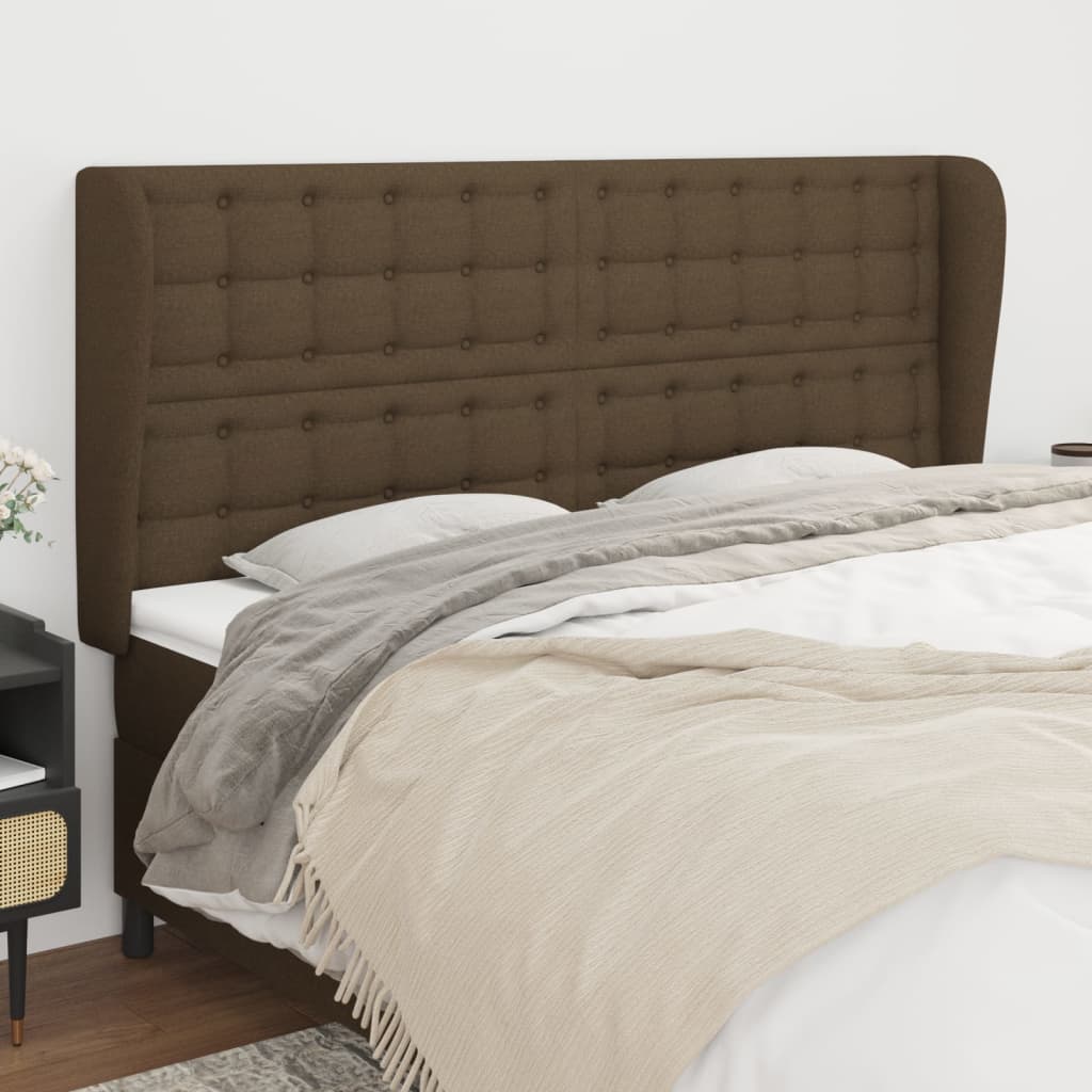 vidaXL Wingback Headboard Dark Brown 163x23x118/128 cm Fabric