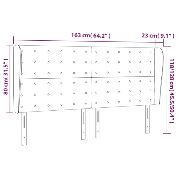 vidaXL Wingback Headboard Cream 163x23x118/128 cm Fabric