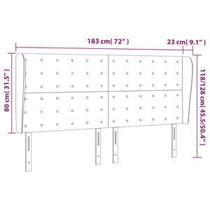 vidaXL Wingback Headboard Dark Grey 183x23x118/128 cm Fabric