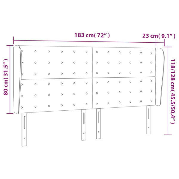 vidaXL Wingback Headboard Dark Grey 183x23x118/128 cm Fabric