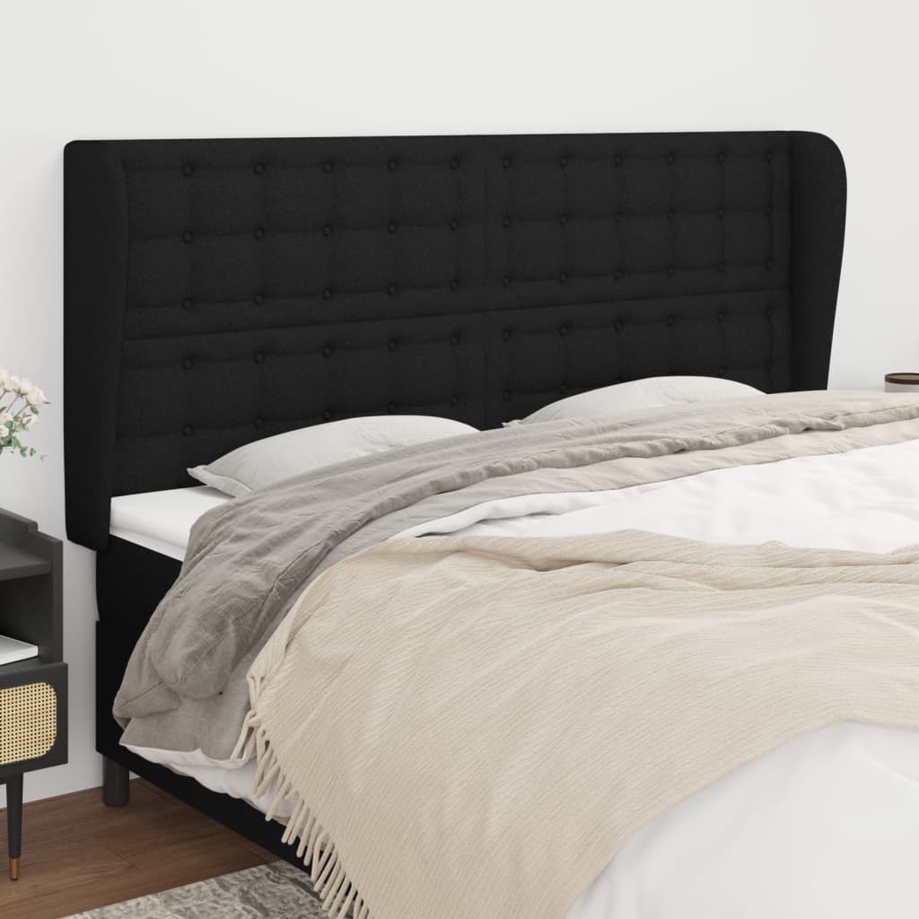 vidaXL Wingback Headboard Black 183x23x118/128 cm Fabric