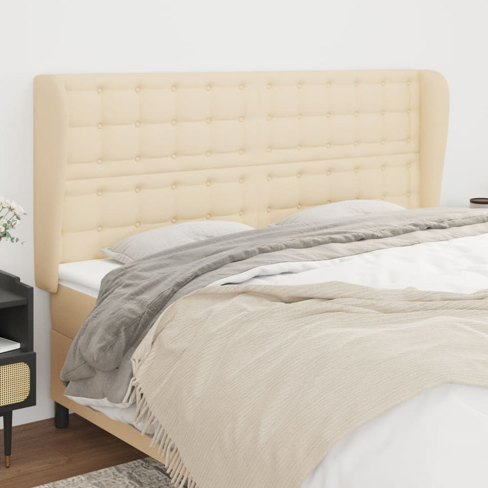 vidaXL Wingback Headboard Cream 183x23x118/128 cm Fabric