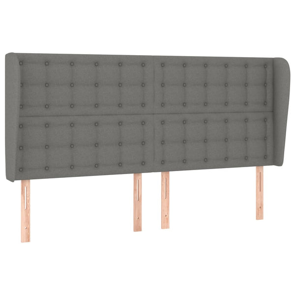 vidaXL Wingback Headboard Dark Gray 203x23x118/128 cm Fabric