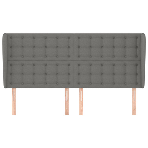 vidaXL Wingback Headboard Dark Gray 203x23x118/128 cm Fabric