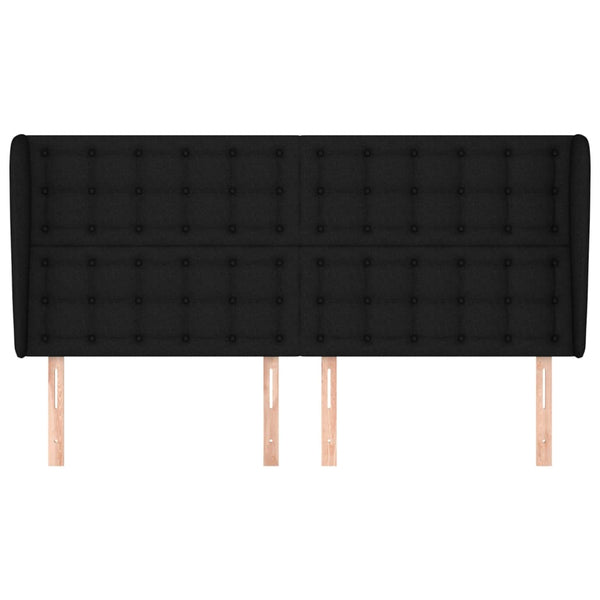 vidaXL Headboard with Wings Black 203x23x118/128 cm Fabric