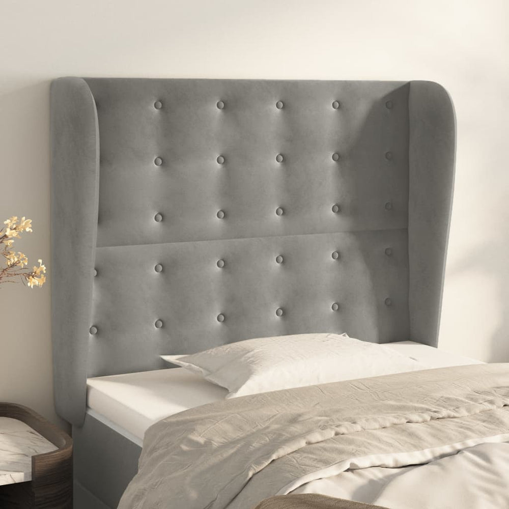 vidaXL Wingback Headboard Light Grey 83x23x118/128 cm Velvet