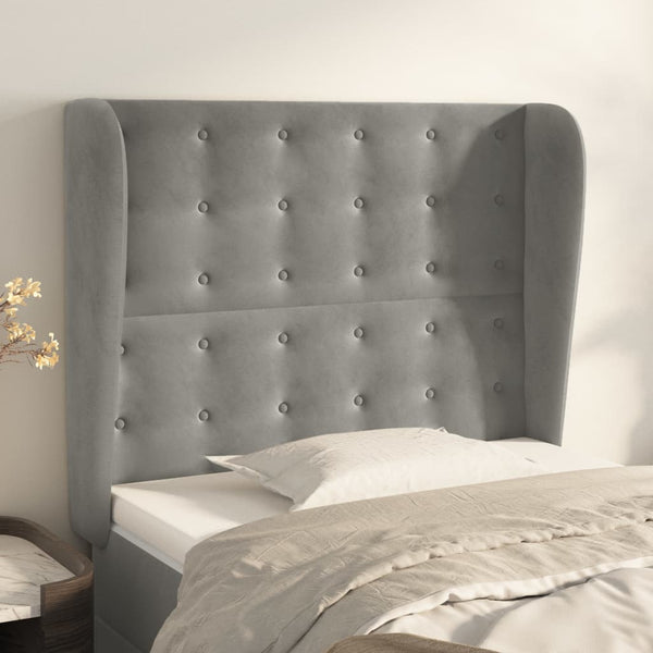 vidaXL Wingback Headboard Light Grey 83x23x118/128 cm Velvet