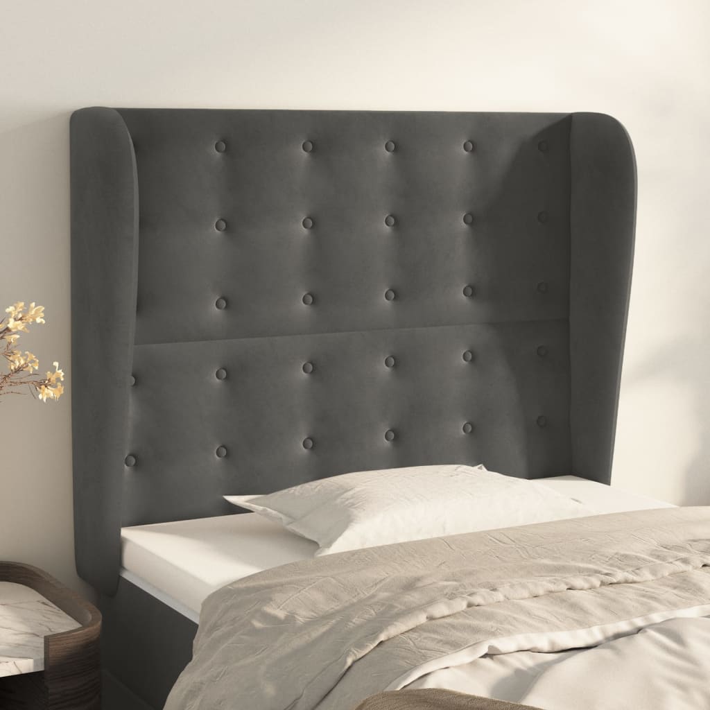vidaXL Wingback Headboard Dark Grey 83x23x118/128 cm Velvet