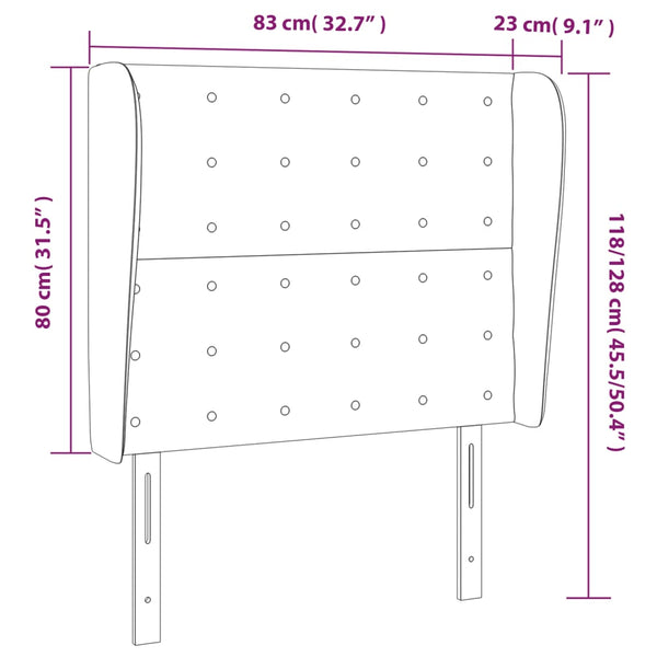 vidaXL Wingback Headboard Black 83x23x118/128 cm Velvet