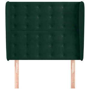 vidaXL Tufted Headboard with Wings Dark Green 83x23x118/128 cm Velvet