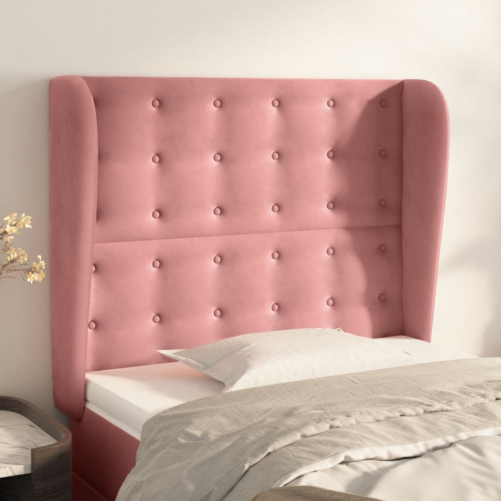 vidaXL Wingback Headboard Pink 83x23x118/128 cm Velvet