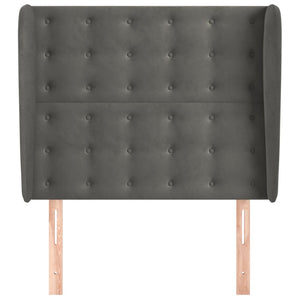 vidaXL Wingback Headboard Dark Grey 93x23x118/128 cm Velvet