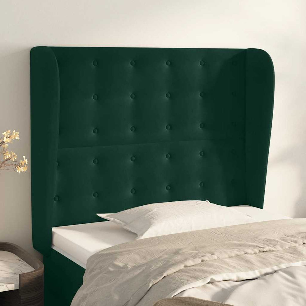 vidaXL Wingback Headboard Dark Green 93x23x118/128 cm Velvet