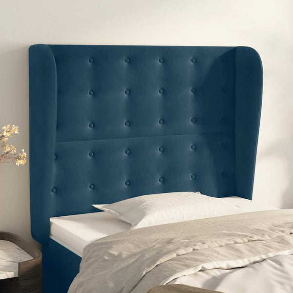 vidaXL Wingback Headboard Dark Blue 93x23x118/128 cm Velvet