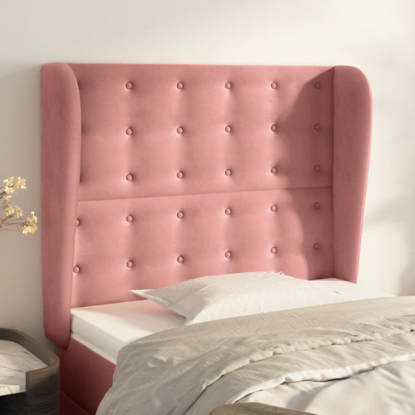 vidaXL Wingback Headboard Pink 93x23x118/128 cm Velvet
