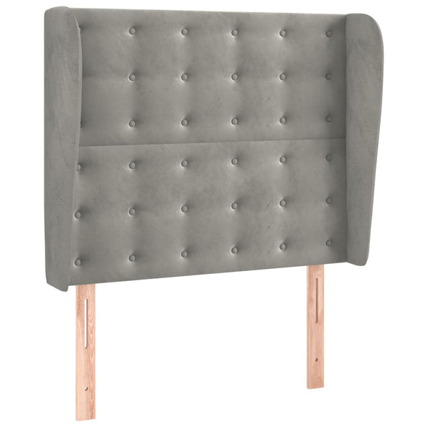 vidaXL Wingback Headboard Light Grey 103x23x118/128 cm Velvet