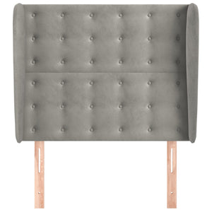 vidaXL Wingback Headboard Light Grey 103x23x118/128 cm Velvet