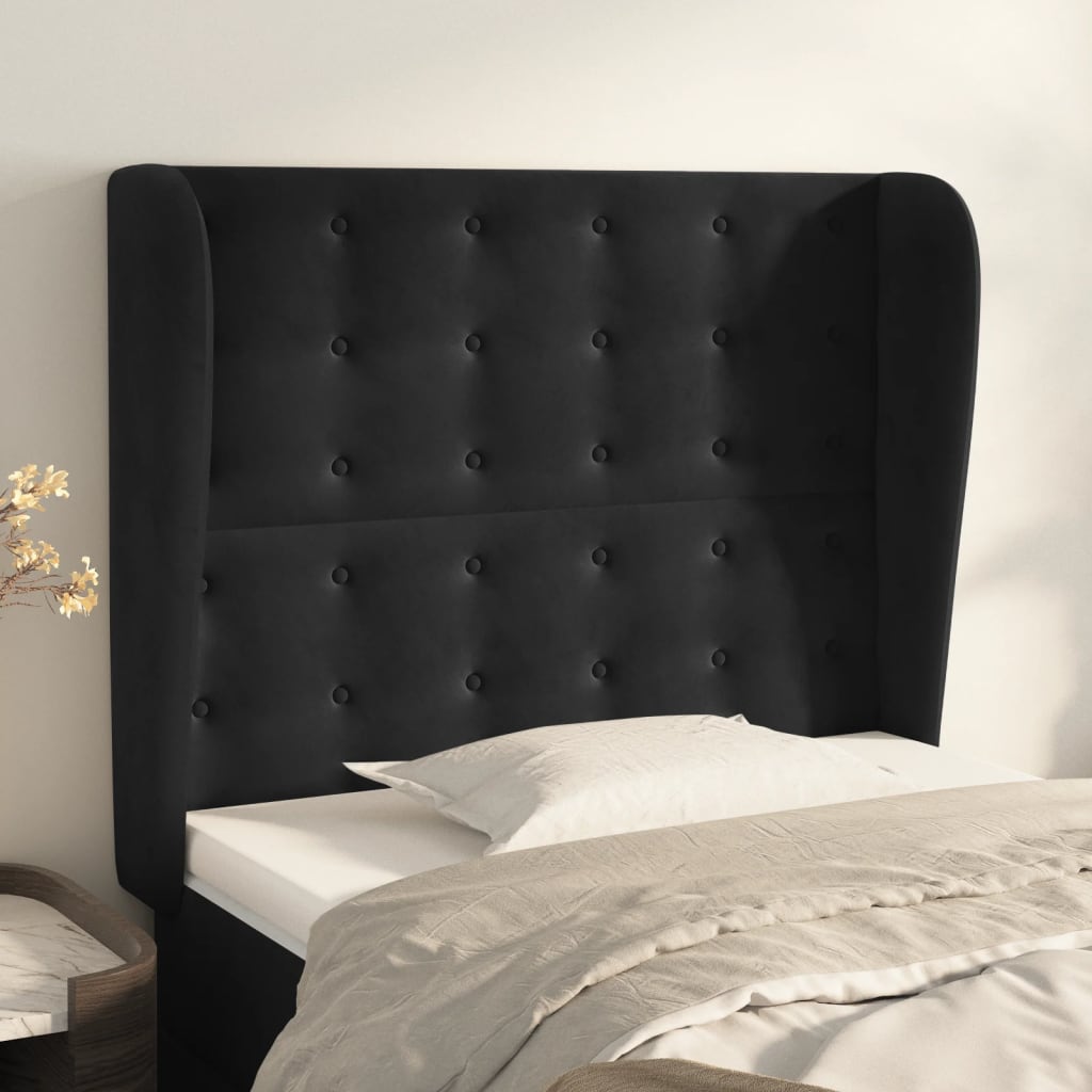vidaXL Wingback Headboard Black 103x23x118/128 cm Velvet