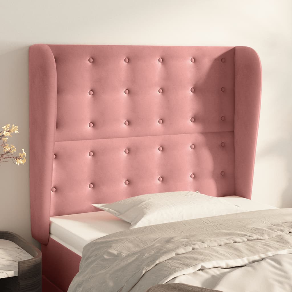 vidaXL Wingback Headboard Pink 103x23x118/128 cm Velvet