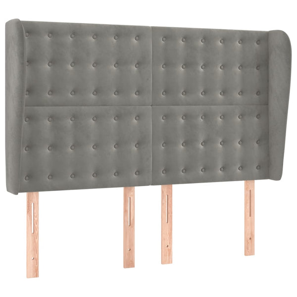 vidaXL Tufted Headboard Light Gray 147x23x118/128 cm Velvet
