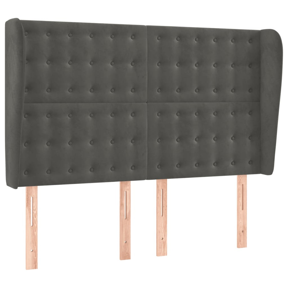 vidaXL Wingback Headboard Dark Grey 147x23x118/128 cm Velvet
