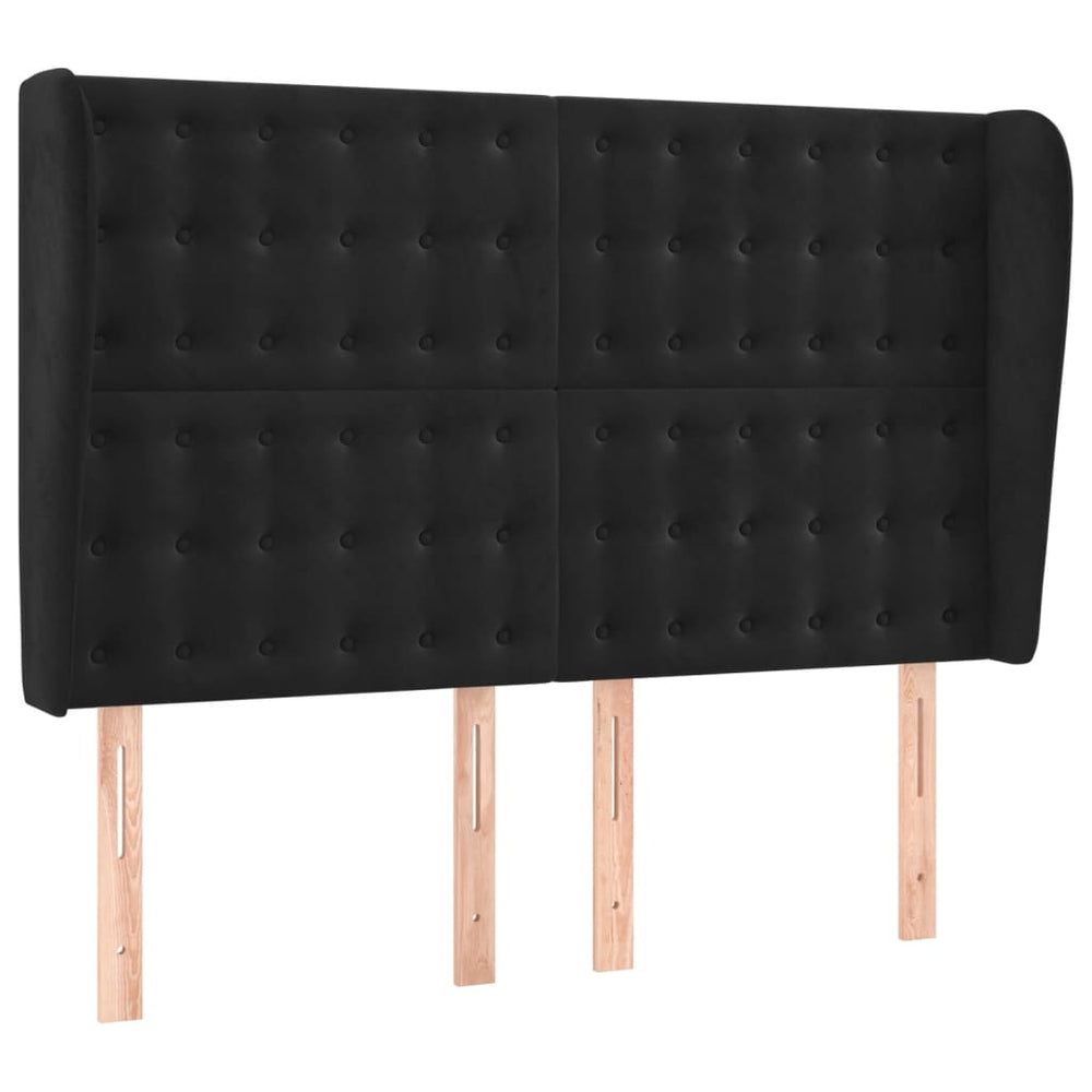vidaXL Wingback Headboard Black 147x23x118/128 cm Velvet