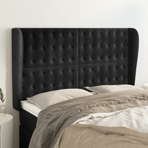 vidaXL Wingback Headboard Black 147x23x118/128 cm Velvet