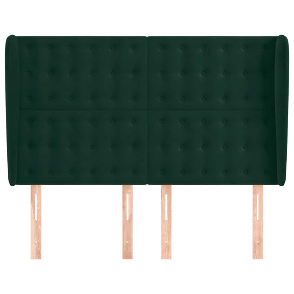 vidaXL Tufted Headboard with Wings Dark Green 147x23x118/128 cm Velvet
