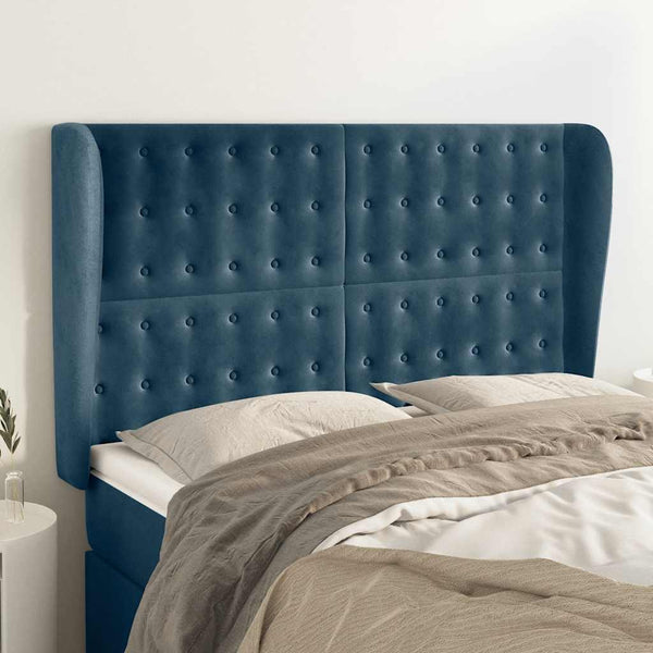 vidaXL Wingback Headboard Dark Blue 147x23x118/128 cm Velvet