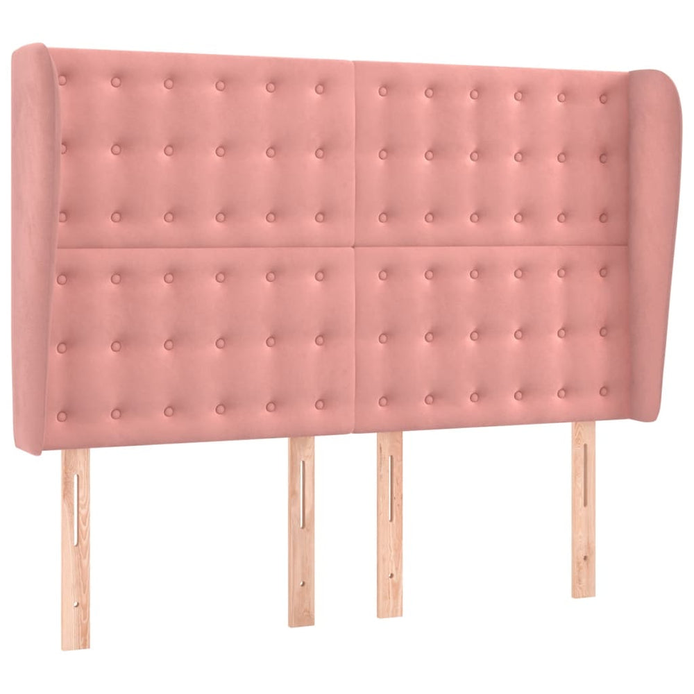 vidaXL Wingback Headboard Pink 147x23x118/128 cm Velvet