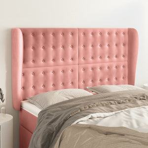vidaXL Wingback Headboard Pink 147x23x118/128 cm Velvet