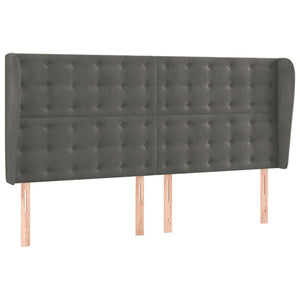 vidaXL Wingback Headboard Dark Gray 163x23x118/128 cm Velvet