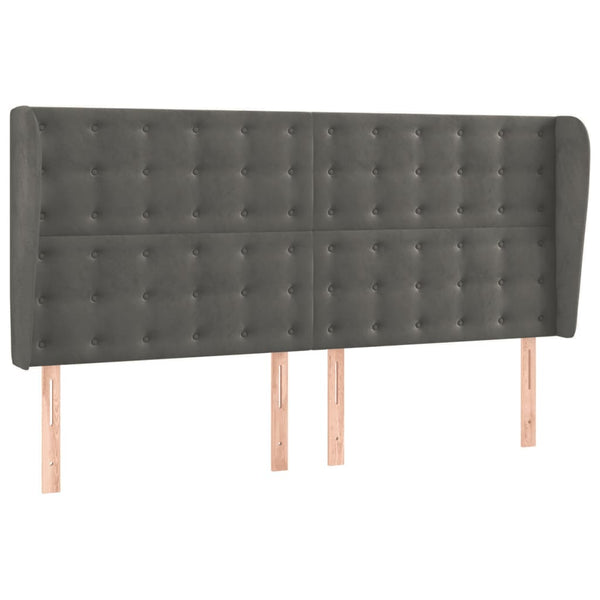 vidaXL Wingback Headboard Dark Gray 163x23x118/128 cm Velvet