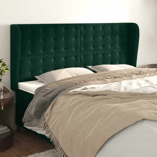 vidaXL Wingback Headboard Dark Green 163x23x118/128 cm Velvet