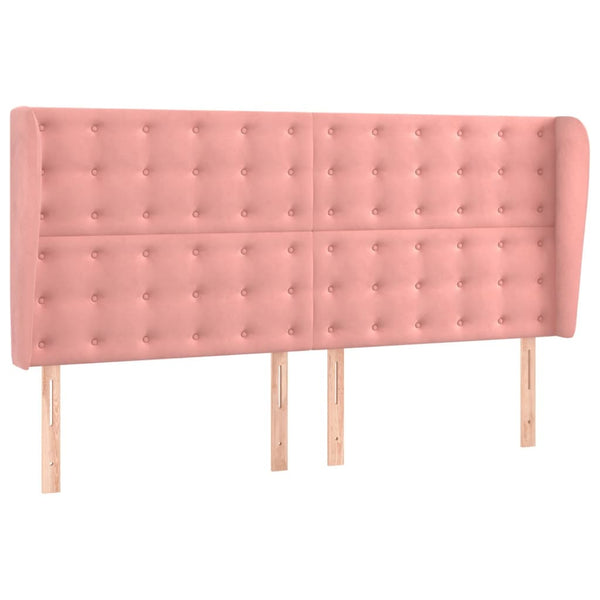 vidaXL Wingback Headboard Pink 163x23x118/128 cm Velvet