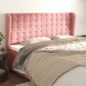 vidaXL Wingback Headboard Pink 163x23x118/128 cm Velvet
