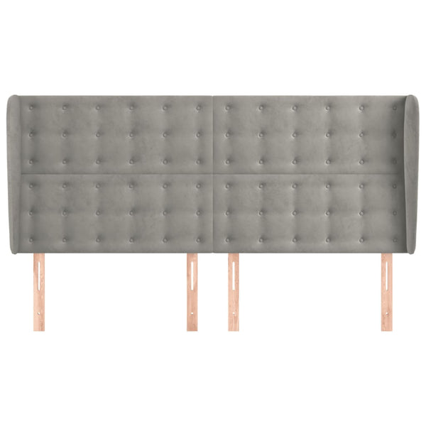 Kopfteil mit Ohren Hellgrau 183x23x118/128 cm Samt