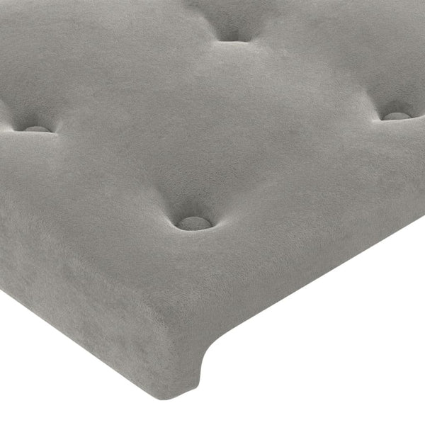 Kopfteil mit Ohren Hellgrau 203x23x118/128 cm Samt