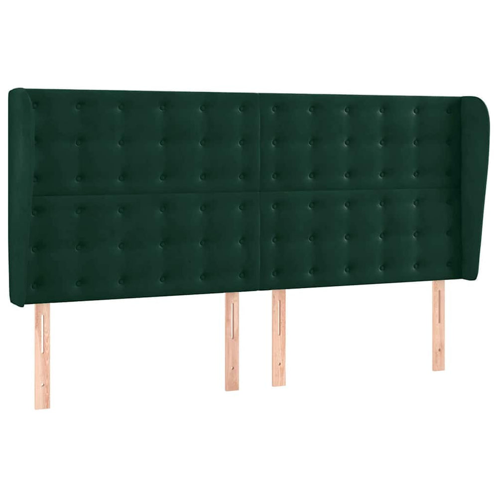 Kopfteil mit Ohren Dunkelgrün 203x23x118/128 cm Samt