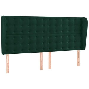 Kopfteil mit Ohren Dunkelgrün 203x23x118/128 cm Samt