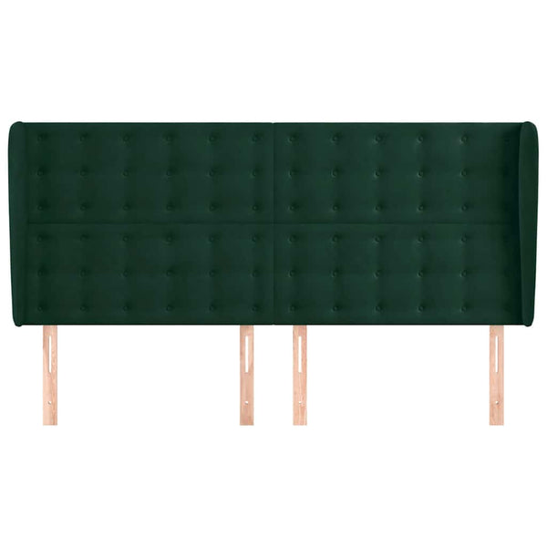 Kopfteil mit Ohren Dunkelgrün 203x23x118/128 cm Samt